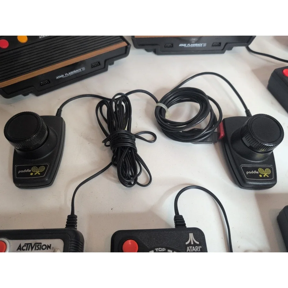 Mixed Lot Atari Flashback 2, 3 & 5 Plug & Play Gaming Consoles + Joysticks & Box